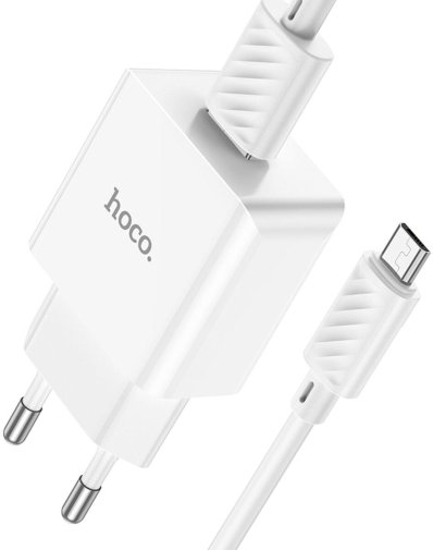 Зарядний пристрій Hoco C106A Leisure White with AM/MicroB (6931474783905)