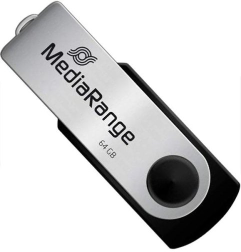 Флешка USB MediaRange Swivel swing stick 64GB Black/Silver (MR912)