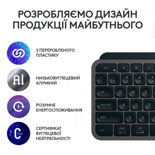 Клавіатура Logitech MX Keys S ENG/UKR Wireless Graphite (920-011593)