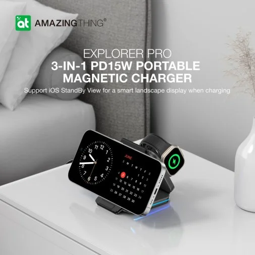 Фото: Бездротова зарядна станція AMAZINGthing Explorer Pro 3in1 MagSafe Black (EP3IN1SET) № 10 | KTC