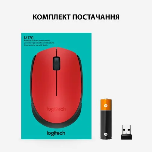 Фото: Миша Logitech M171 Wireless Red/Black (910-004641) № 15 | KTC