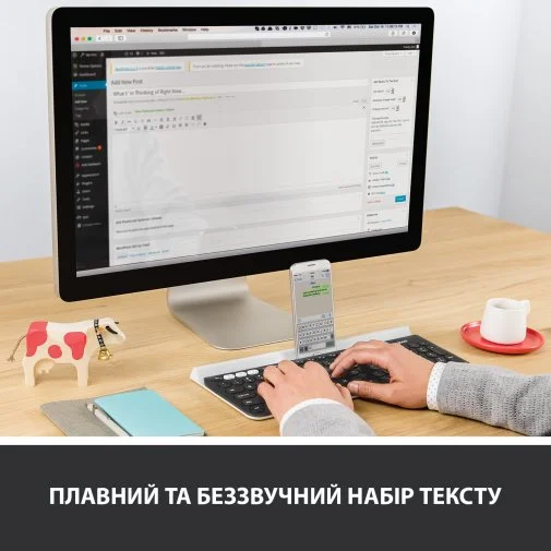 Фото: Клавіатура Logitech K780 Multi-Device Wireless Us/Ukr Dark grey/Speckled White (920-008042) № 25 | KTC