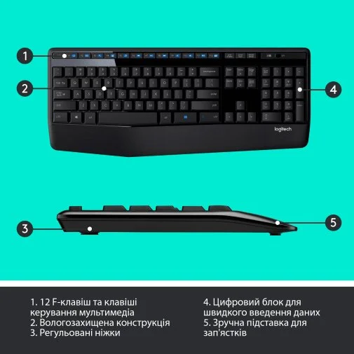 Фото: Комплект клавіатура+миша Logitech MK345 Wireless US/Ukr Black (920-006489) № 20 | KTC