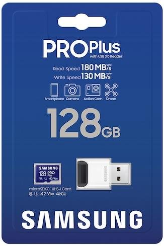 FLASH пам'ять Samsung Pro Plus U3 V30 A2 Micro SDXC 128GB Blue with USB adapter (MB-MD128SB/WW)