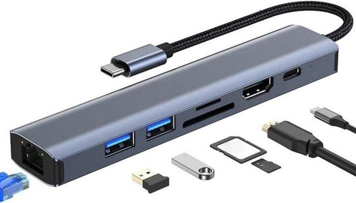 USB-хаб Dynamode 7in1 USB-C to HDTV 4K/30Hz (BYL-2303)