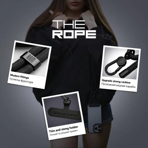 Фото: Ремінець для смартфону ArmorStandart Rope Black Onyx with Dark holder (ARM67195) № 12 | KTC