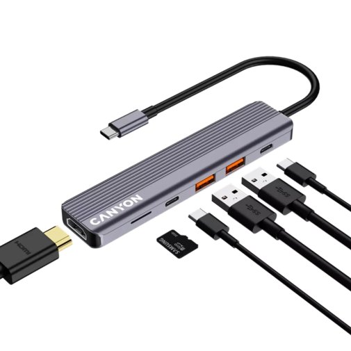 USB-хаб Canyon DS-17 6in1 Grey (CNS-TDS17)