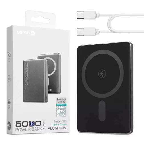 Фото: Батарея універсальна Veron Q15 magnetic fast 5000mAh 15W Black № 8 | KTC