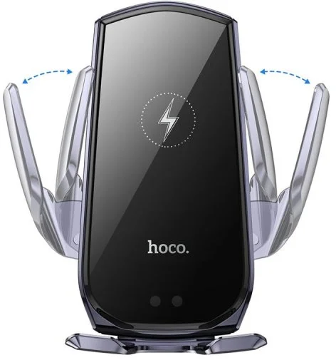 Фото: Кріплення для мобільного телефону Hoco CA202 Plus Enlightener Infrared Induction Wireless Charging Car Holder air outlet Black Metal Gray (6942007623469) № 12 | KTC