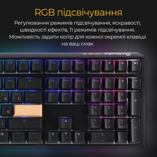 Фото: Клавіатура Ducky One 3 Cherry MX Blue RGB ENG/UKR Black (DKON2108ST-CUAPXCLAWSC1) № 29 | KTC