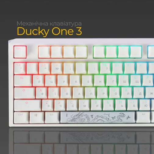Фото: Клавіатура Ducky One 3 Cherry MX Blue RGB ENG/UKR White (DKON2108ST-CUAPXPWWWSC1) № 18 | KTC