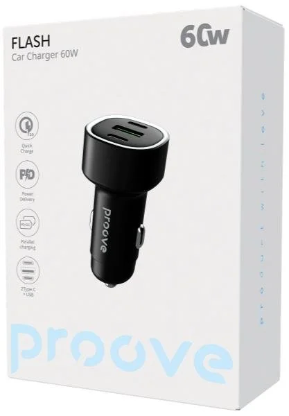 Фото: Автомобільний зарядний пристрій Proove Flash 60W Black (CCFL60111201) № 4 | KTC