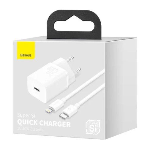 Зарядний пристрій Baseus Super Si Quick Charger 1C 20W White with Type-C/Lightning (TZCCSUP-B02)