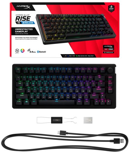 Клавіатура HyperX Alloy Rise 75 PBT HX Red ENG/UA Wireless/BT Black