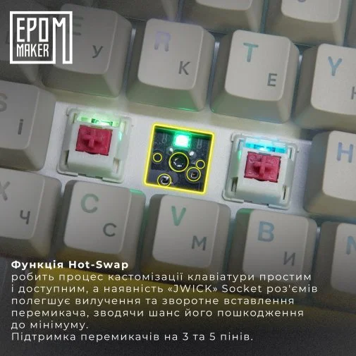 Фото: Клавіатура Epomaker EP64 Mulan Switch Hot-Swap RGB White (EP64-W-M) № 33 | KTC