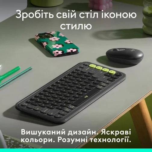 Фото: Клавіатура Logitech Pop Icon Keys Wireless Graphite/Green (920-013157) № 12 | KTC