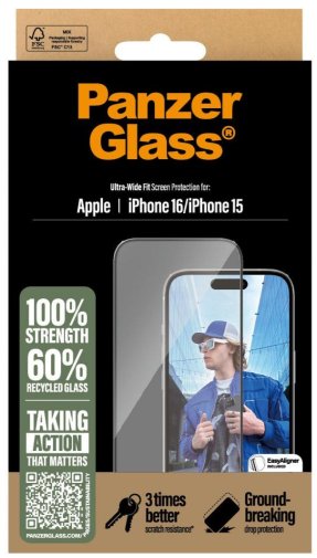 Захисне скло PanzerGlass for Apple iPhone 16/15 - Ultra-Wide Fit (PG_2861)