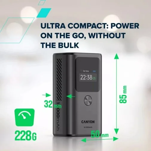 Фото: Батарея універсальна Canyon OnPower 130 10000mAh 30W Grey (CNS-CPB130DG) № 20 | KTC