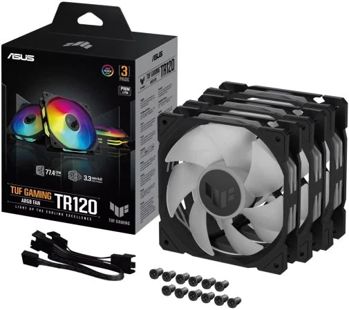 Фото: Кулер ASUS TUF Gaming TR120 ARGB Black 3 pcs (90DA0090-B09020) № 24 | KTC