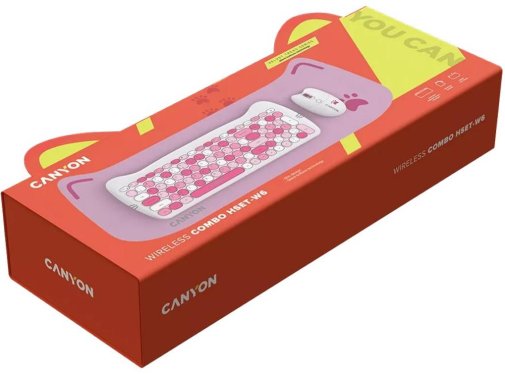 Комплект клавіатура+миша Canyon HSET-W6 Kitty Edition Wireless Pink (CNS-HSETW6PK)