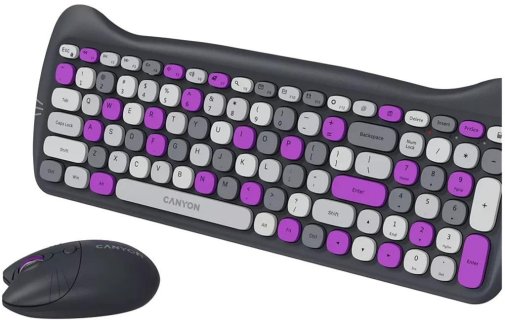 Комплект клавіатура+миша Canyon HSET-W6 Kitty Edition Wireless Violet (CNS-HSETW6VT)