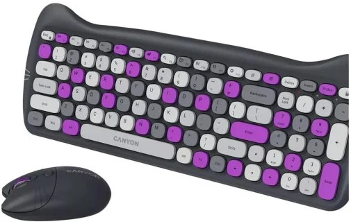 Фото: Комплект клавіатура+миша Canyon HSET-W6 Kitty Edition Wireless Violet (CNS-HSETW6VT) № 11 | KTC