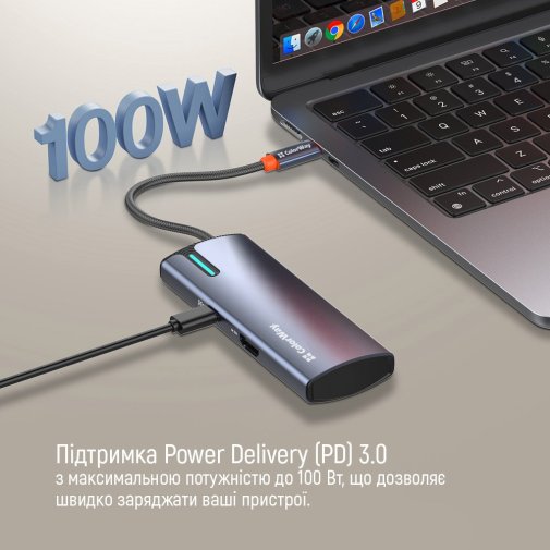 USB-хаб ColorWay USB-C PD 100W 4K 5in1 (CW-HUB01)
