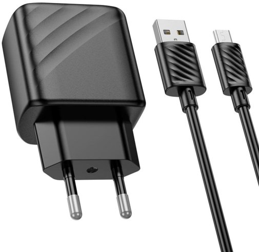 Зарядний пристрій Hoco CS21A Rich 18W Black with AM / MicroB (6942007609890)