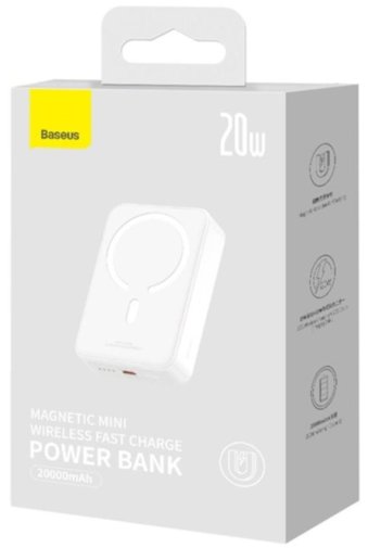 Батарея універсальна Baseus Magnetic Mini Wireless Fast Charge 20000mAh 20W White (PPCX150002)