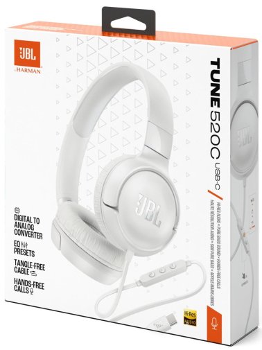 Гарнітура JBL Tune 520C USB-C White (JBLT520CWHT)