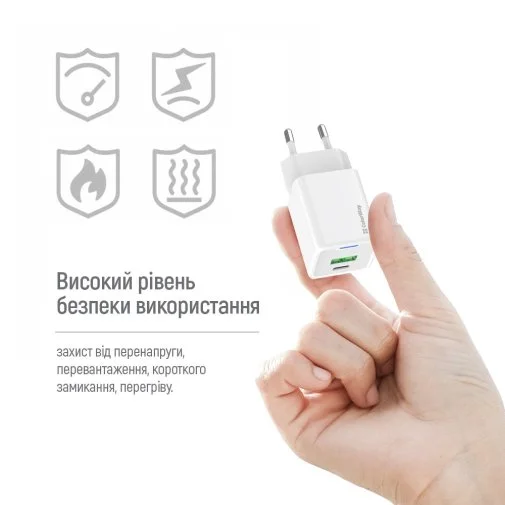 Фото: Зарядний пристрій ColorWay GaN Mini QC PD 35W White (CW-CHS055PD-WT) № 24 | KTC