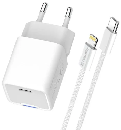 Фото: Зарядний пристрій ColorWay GaN Mini 20W White with Type-C/Lightning (CW-CHS059PDL-WT) № 18 | KTC