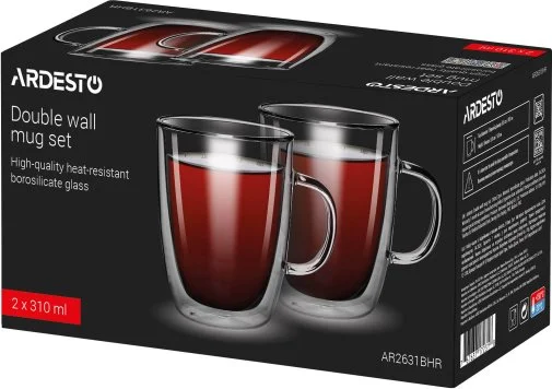 Фото: Набір чашок Ardesto 310ml 2pcs Clear (AR2631BHR) № 4 | KTC