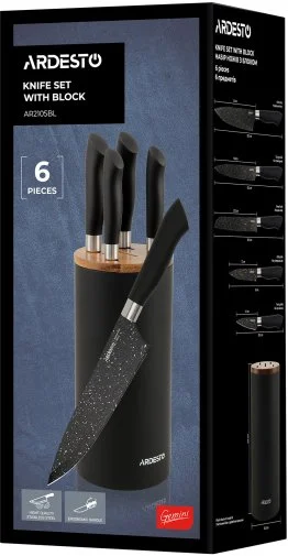 Фото: Набір ножів Ardesto Gemini 6pcs Black (AR2105BL) № 19 | KTC