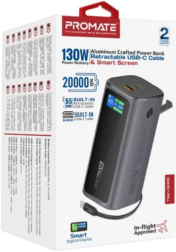 Фото: Батарея універсальна Promate Titan-130RC 20000mAh 130W Grey (6959144068251) № 12 | KTC
