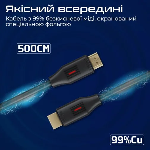 Фото: Кабель Promate ProLink4K60-500 HDMI / HDMI v.2.0 5m Black (6959144063874) № 15 | KTC