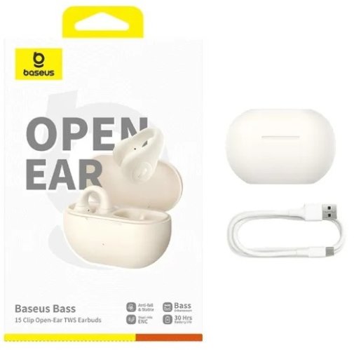 Навушники Baseus Bass 15 Clip Open-Ear TWS white (A00079500223-00)
