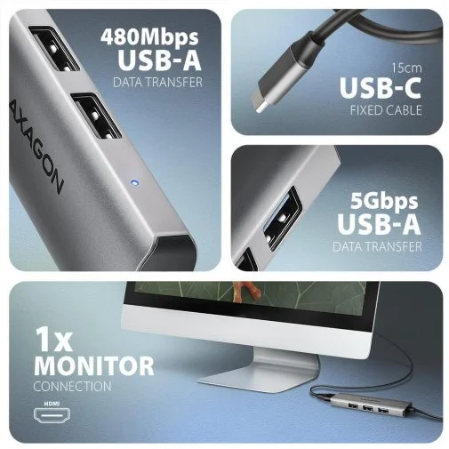 Фото: USB-хаб Axagon HMC-H3A Grey № 8 | KTC