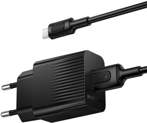 Зарядний пристрій BOROFONE BAS71A Source Black with AM/MicroB (6941991122590)