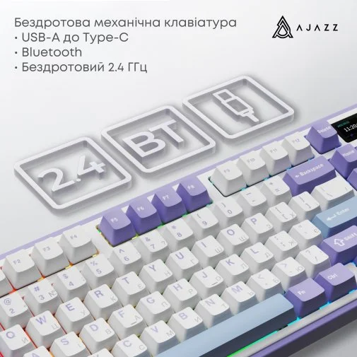 Фото: Клавіатура Ajazz AK980 V2 Gift Switch V2 WL/BT/USB Purple/White/Blue (AK980-V2-G-PWB) № 23 | KTC