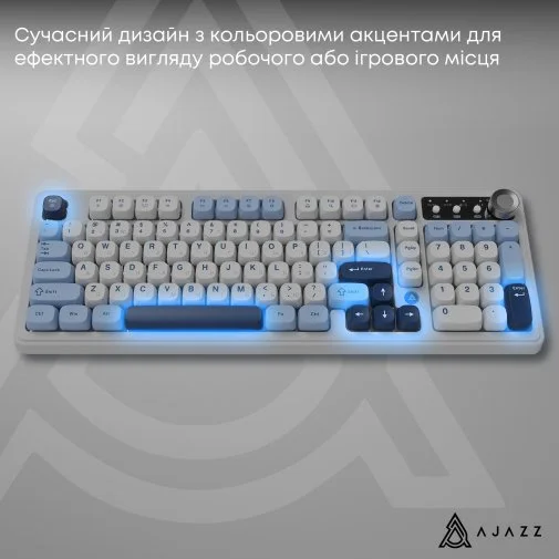 Фото: Клавіатура Ajazz AF98 Plus USB/WL/BT Glacier Blue (AF98-PLUS-GB) № 30 | KTC