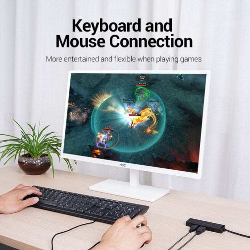 Хаб USB 2.0 4 Port Vention, 0.15m, Black