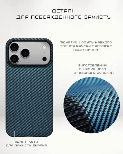 Фото: Чохол Pitaka for Apple iPhone 17 Pro - Ultra-Slim Twill Blue/Grey (KI1706BP) № 11 | KTC