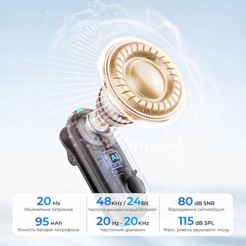 Бездротовий петличний мікрофон Boya Magic-02 Type-C/Lightning Black