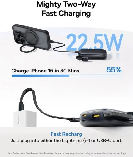 Фото: Батарея універсальна Baseus EnerFill FC21 Qpow3 Ultra Digital Display 20000mAh Cosmic Black (E0027M00) № 8 | KTC