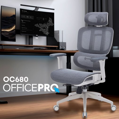 Крісло OfficePro Skyline OC680 White/Dark Gray (OC680-W-DG-DG)