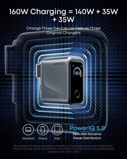 Фото: Зарядний пристрій Anker GaN Prime Charger 160W Silver (A2687341) № 13 | KTC