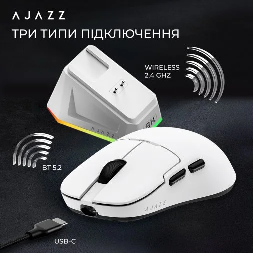 Фото: Миша Ajazz AJ159 Pro WL/BT/USB White (AJ159-PRO-W) № 20 | KTC