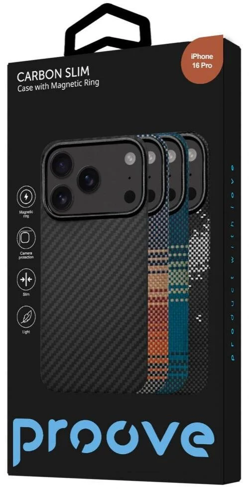 Фото: Чохол Proove for iPhone 16 Pro - Carbon Slim with Magnetic Ring Sunflare (PCCSIP16P058) № 10 | KTC