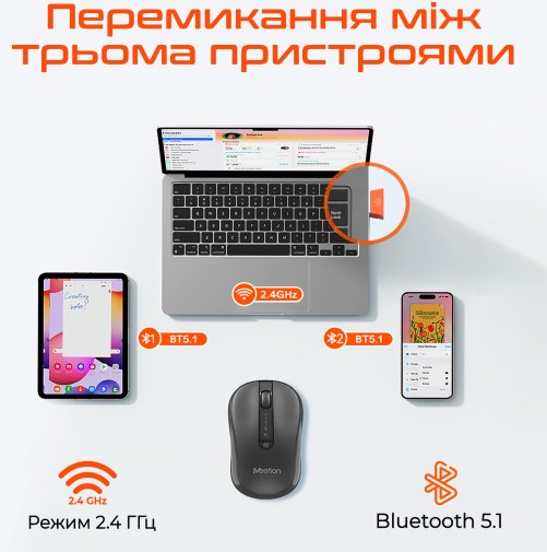 Мишка, Meetion BTM185 Wireless, Black